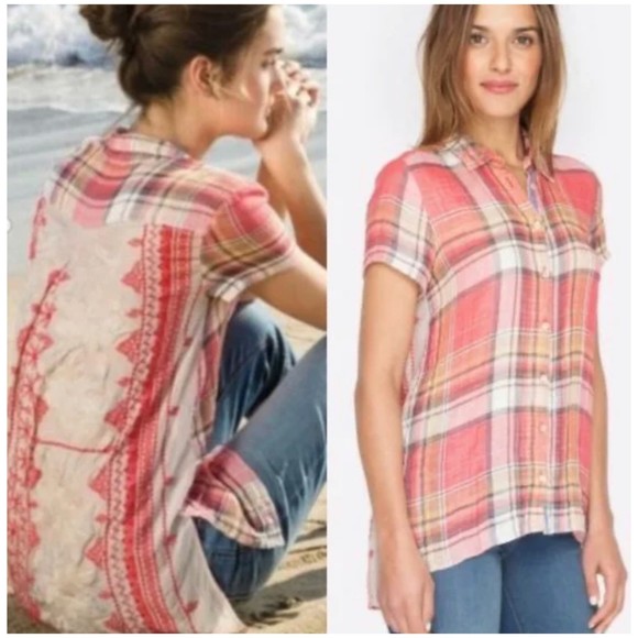 Jhonny Was Tops - JOHNNY WAS 3J WORKSHOP Embroidered Short Sleeve Kai Scarf Tunic